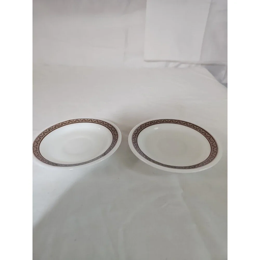 Vintage Pyrex Tableware Lot of 2 Ebony Saucer 6” Round #796-16 by Corning